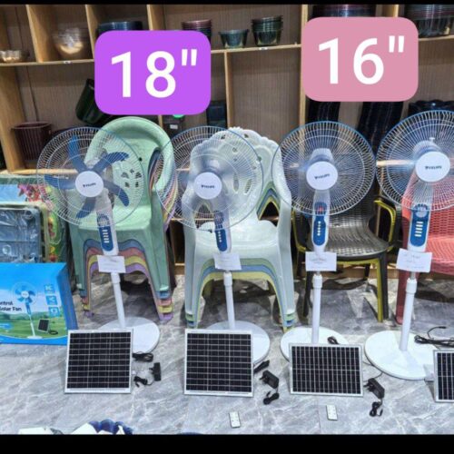 18" with Remote Felips Rechargeable Solar Fan