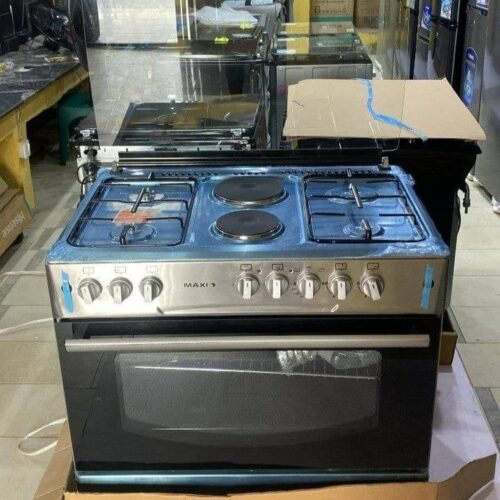 MAXI 60x90 PIPE 4B + 2P INOX 4Gas 2Hot Plate Standing Cooker 405,000