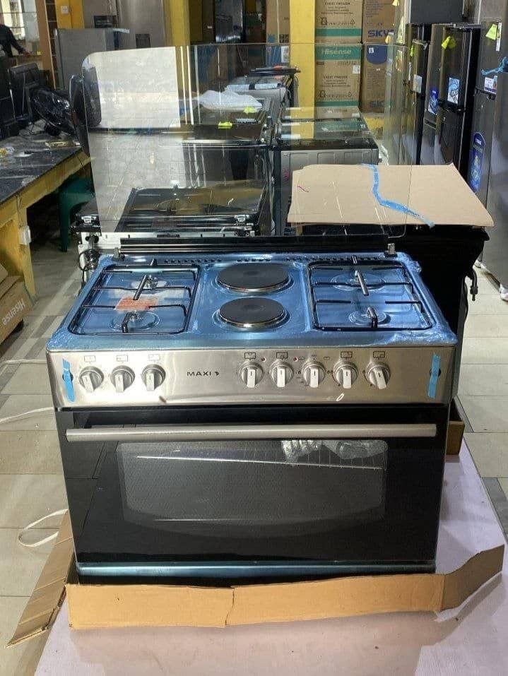 MAXI 60x90 PIPE 4B + 2P INOX 4Gas 2Hot Plate Standing Cooker 405,000