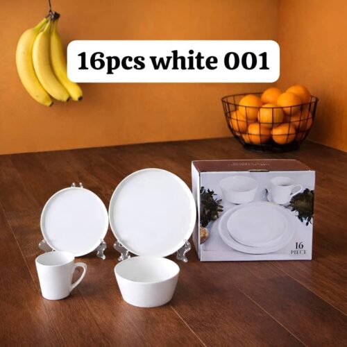 16pcs White Stoneware sets