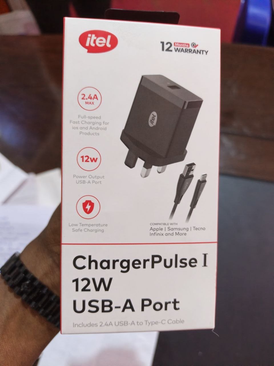 Itel 12W USB-A Port Type C Cord and Adaptor